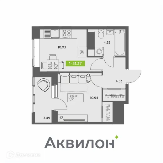 Фото квартиры в ЖК Аквилон АКВАРТАЛ