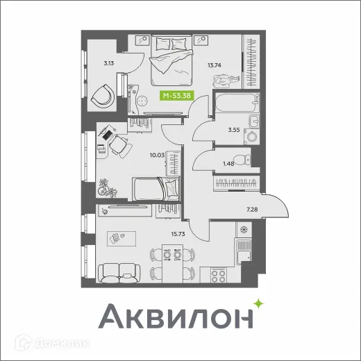 Фото квартиры в ЖК Аквилон АКВАРТАЛ