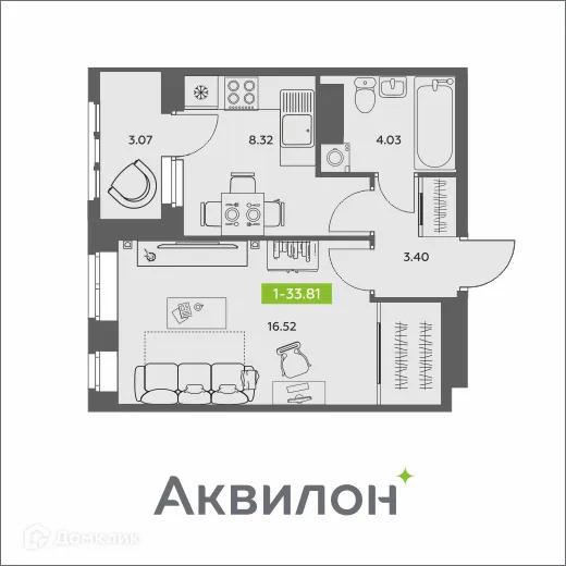 Фото квартиры в ЖК Аквилон АКВАРТАЛ