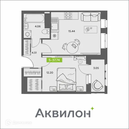 Фото квартиры в ЖК Аквилон АКВАРТАЛ