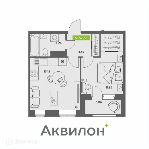 Фото квартиры в ЖК Аквилон АКВАРТАЛ