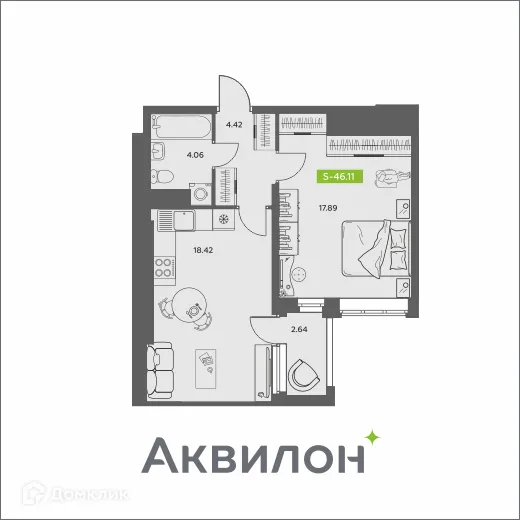 Фото квартиры в ЖК Аквилон АКВАРТАЛ