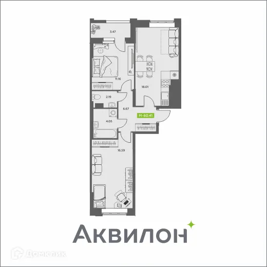 Фото квартиры в ЖК Аквилон АКВАРТАЛ