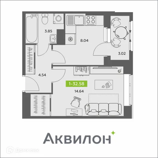 Фото квартиры в ЖК Аквилон АКВАРТАЛ