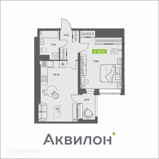 Фото квартиры в ЖК Аквилон АКВАРТАЛ