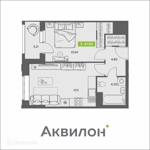 Фото квартиры в ЖК Аквилон АКВАРТАЛ