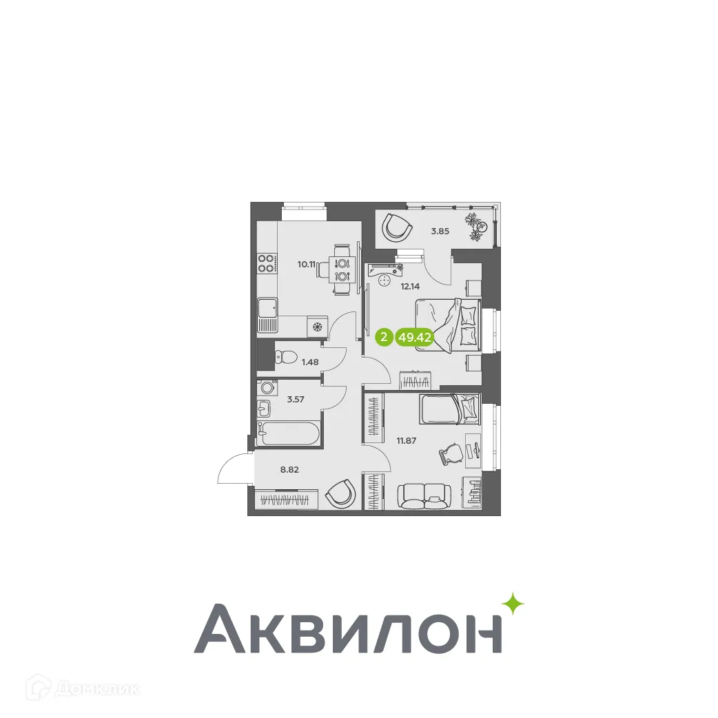Фото квартиры в ЖК Аквилон АКВАРТАЛ