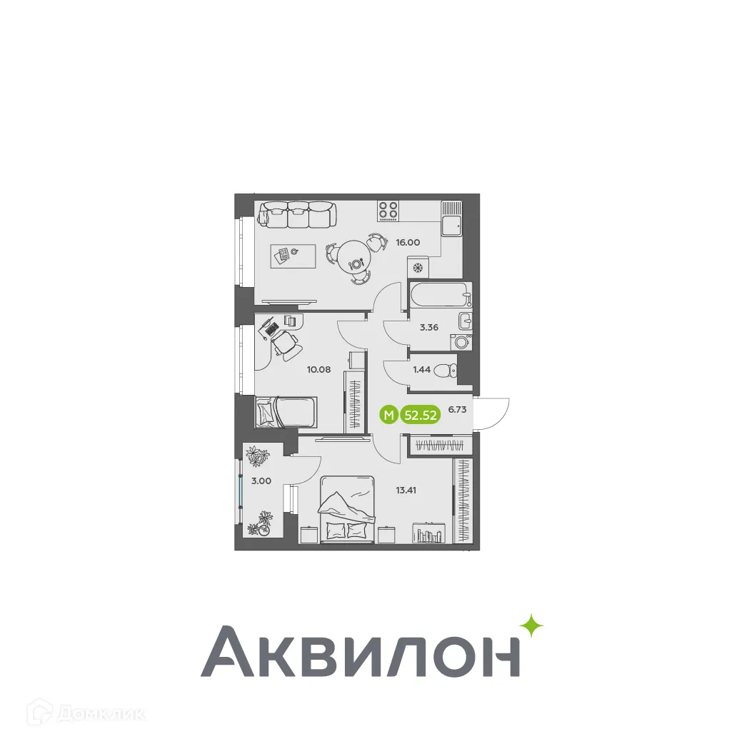 Фото квартиры в ЖК Аквилон АКВАРТАЛ