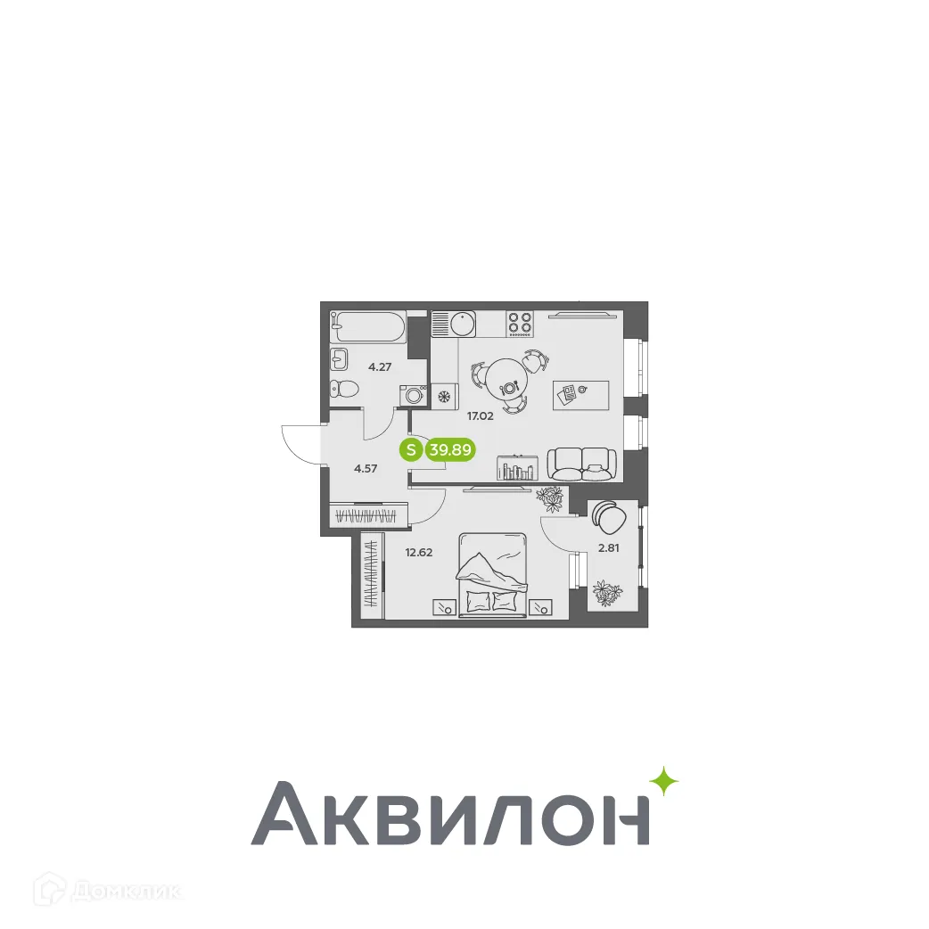 Фото квартиры в ЖК Аквилон АКВАРТАЛ