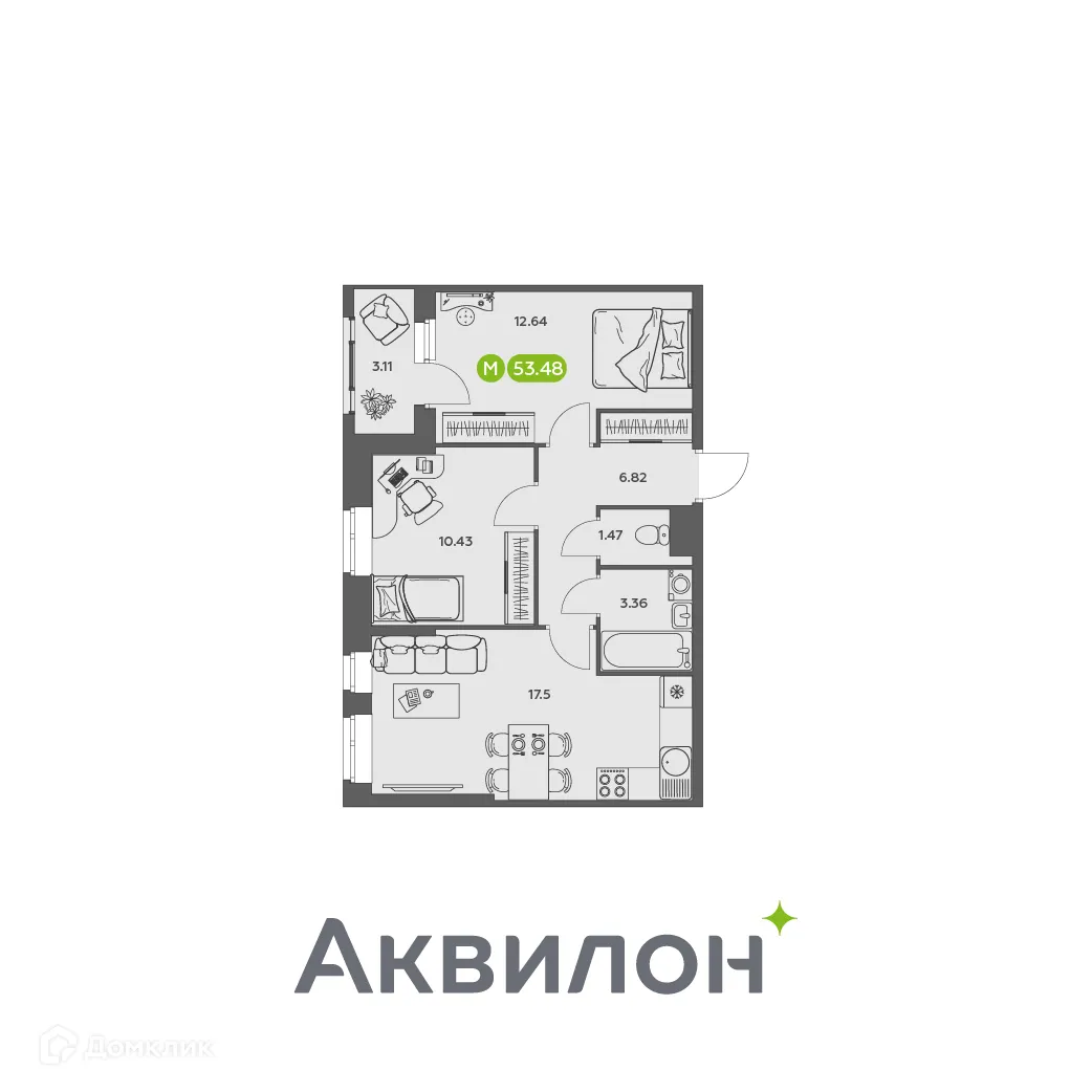 Фото квартиры в ЖК Аквилон АКВАРТАЛ