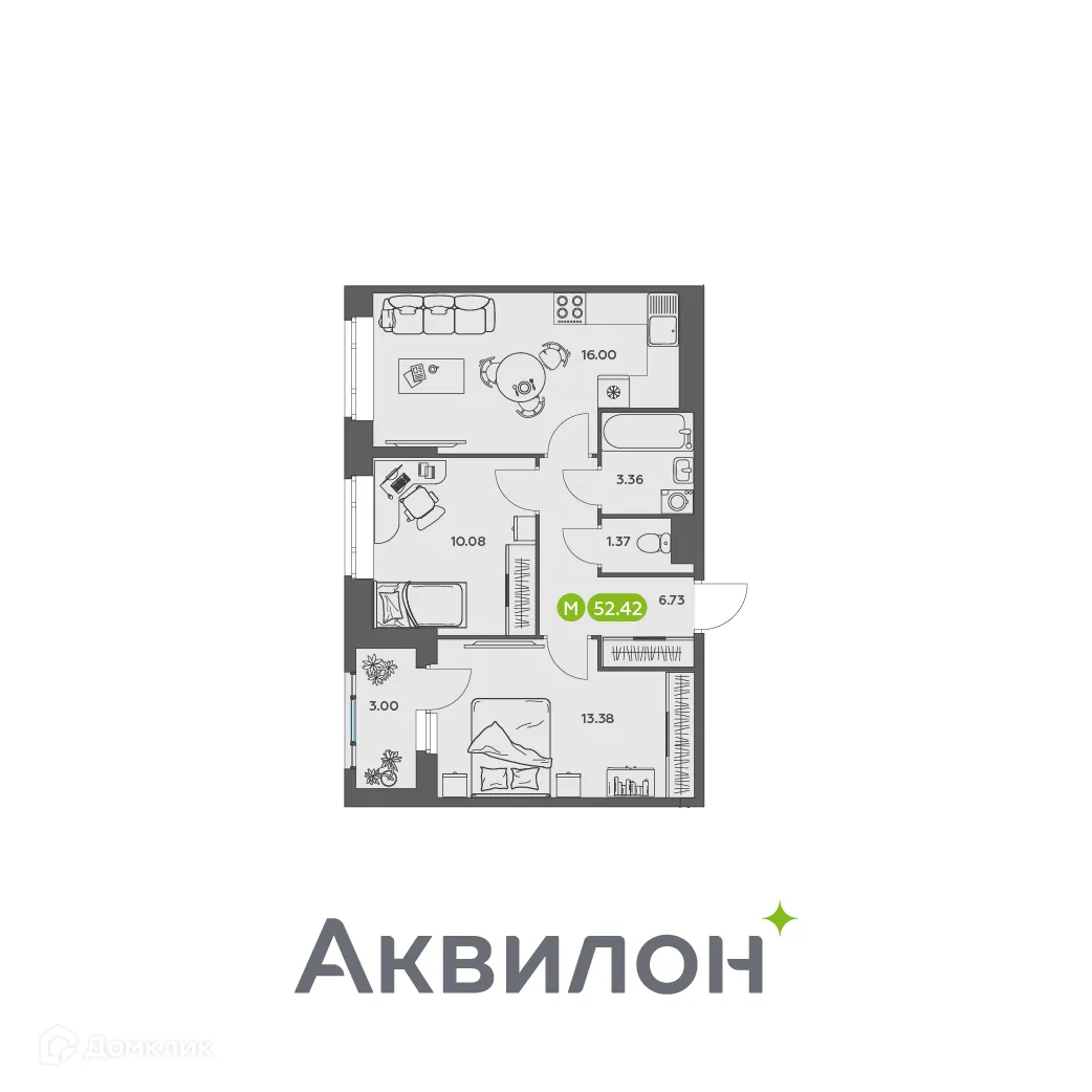 Фото квартиры в ЖК Аквилон АКВАРТАЛ