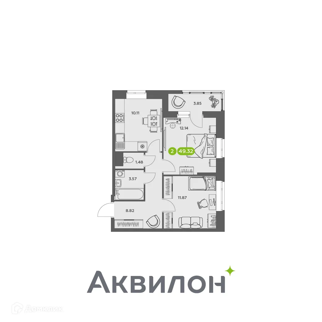 Фото квартиры в ЖК Аквилон АКВАРТАЛ