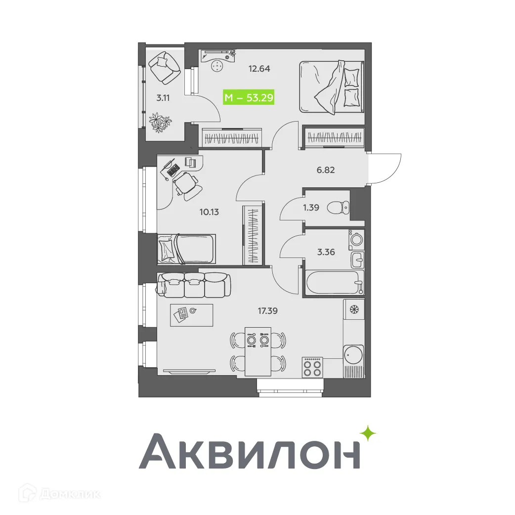 Фото квартиры в ЖК Аквилон АКВАРТАЛ