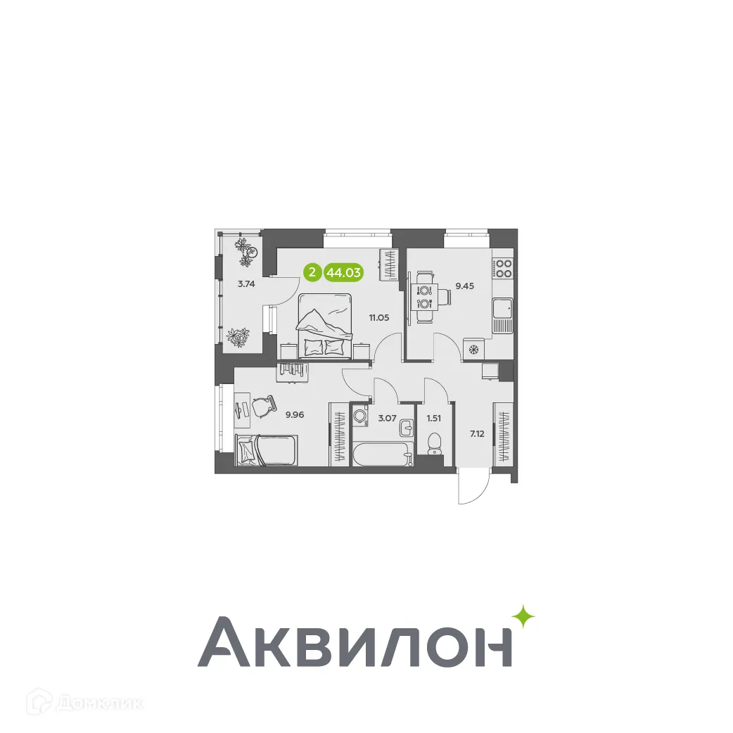 Фото квартиры в ЖК Аквилон АКВАРТАЛ