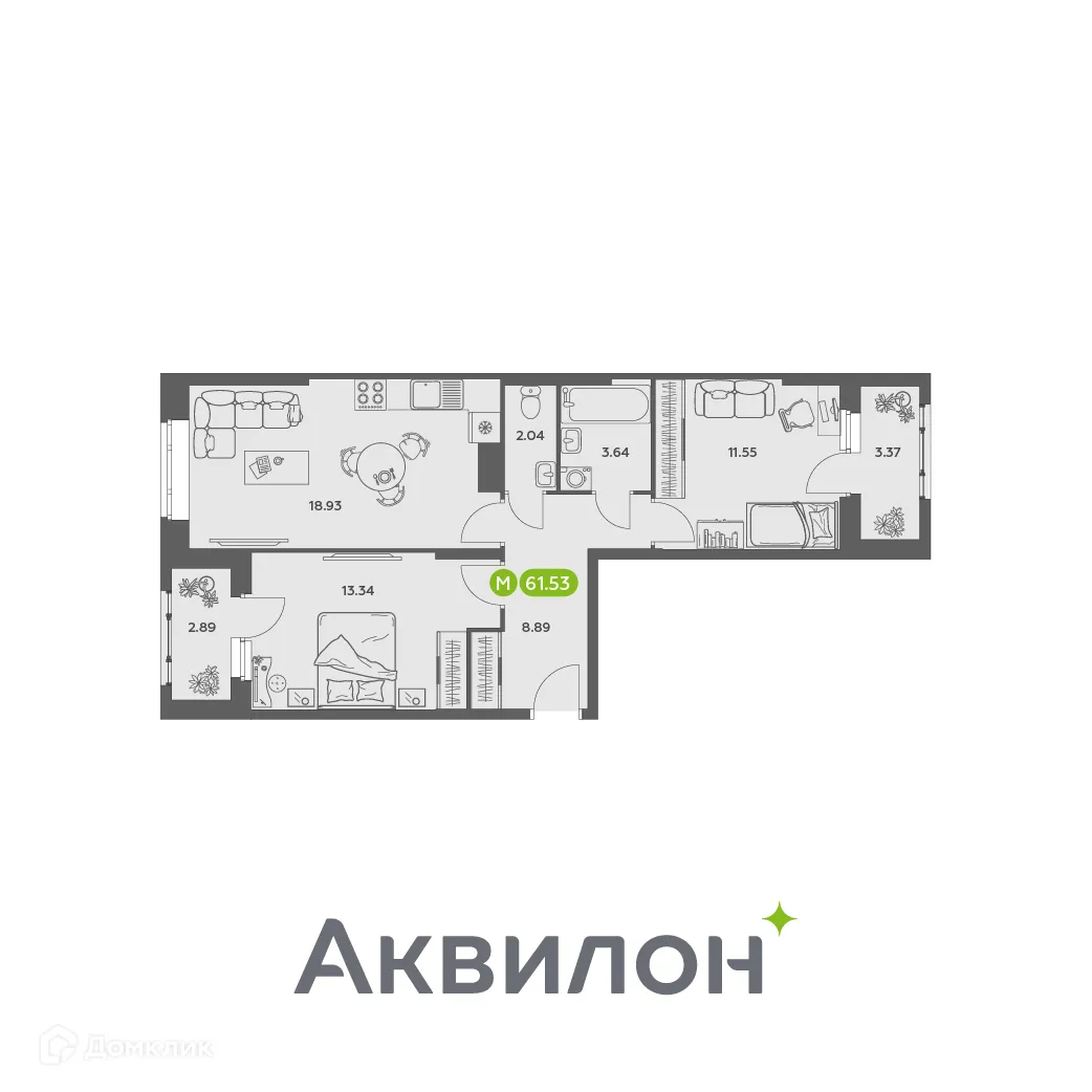 Фото квартиры в ЖК Аквилон АКВАРТАЛ