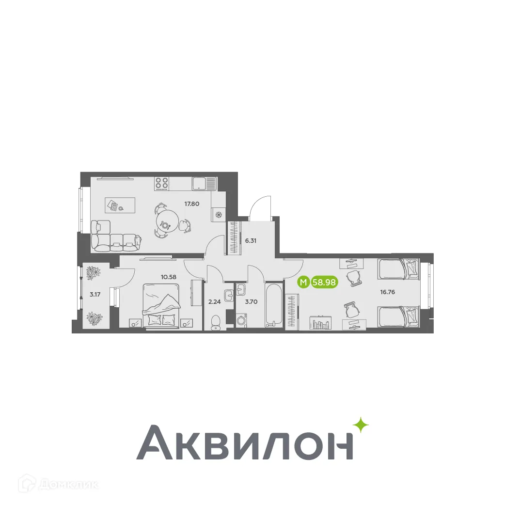 Фото квартиры в ЖК Аквилон АКВАРТАЛ