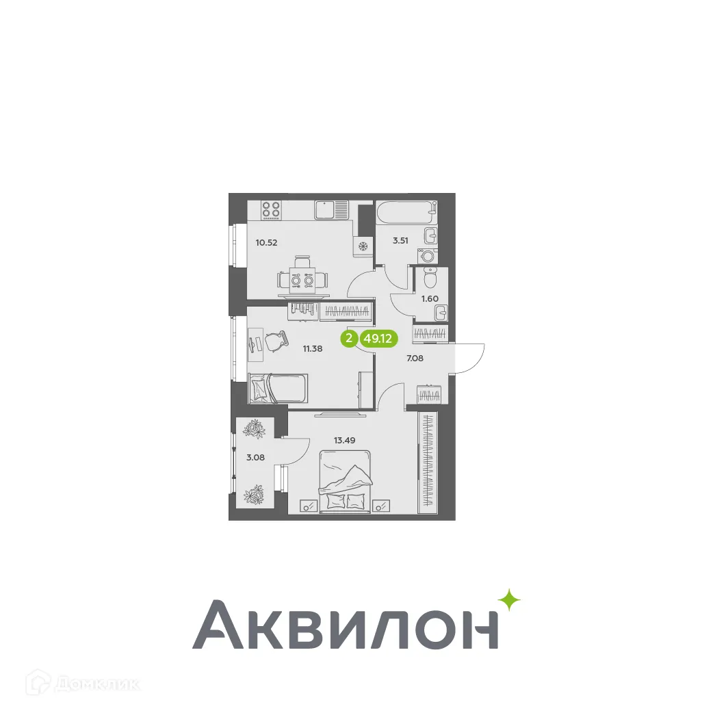 Фото квартиры в ЖК Аквилон АКВАРТАЛ