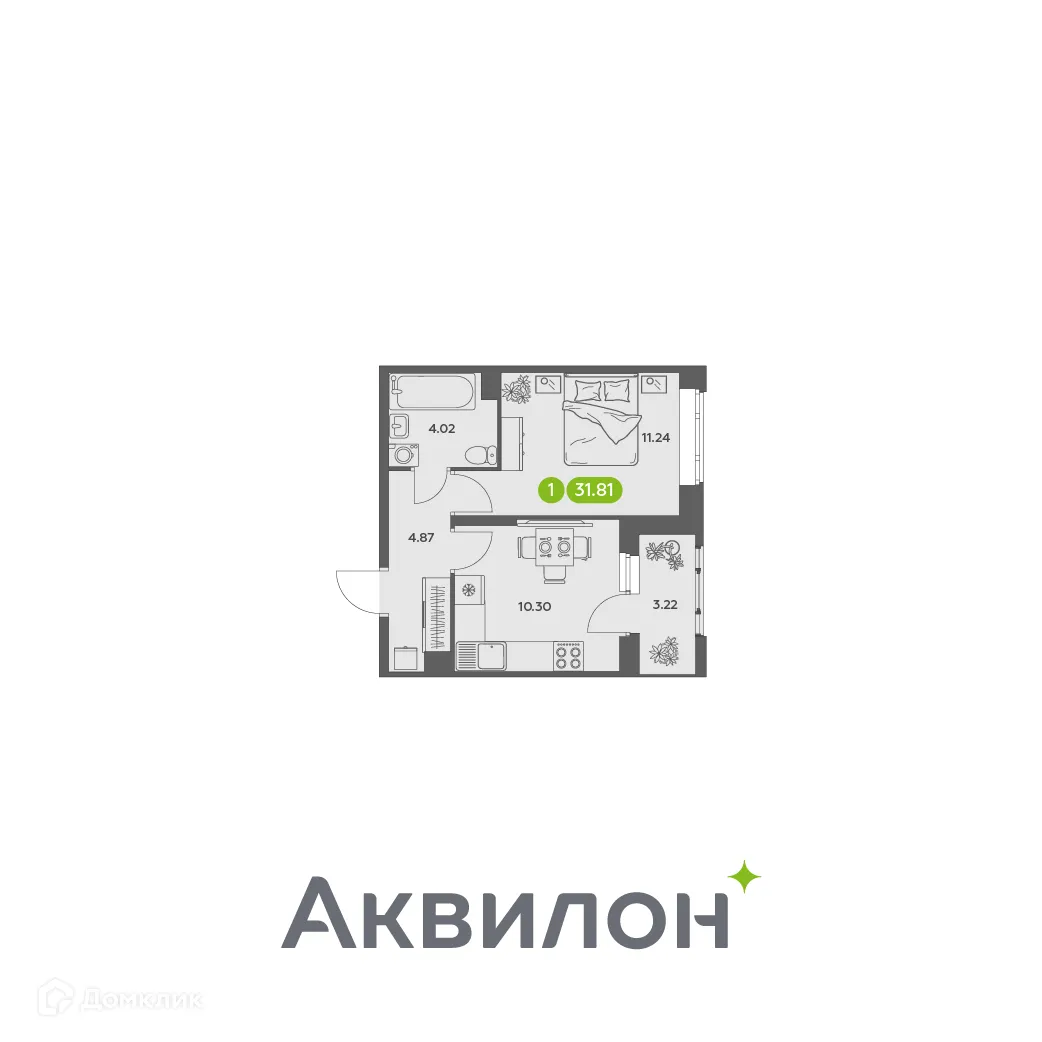 Фото квартиры в ЖК Аквилон АКВАРТАЛ