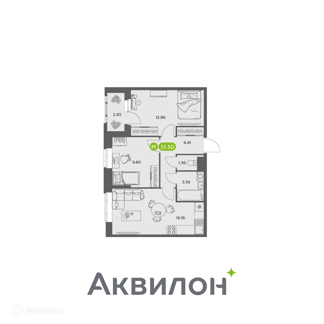 Фото квартиры в ЖК Аквилон АКВАРТАЛ
