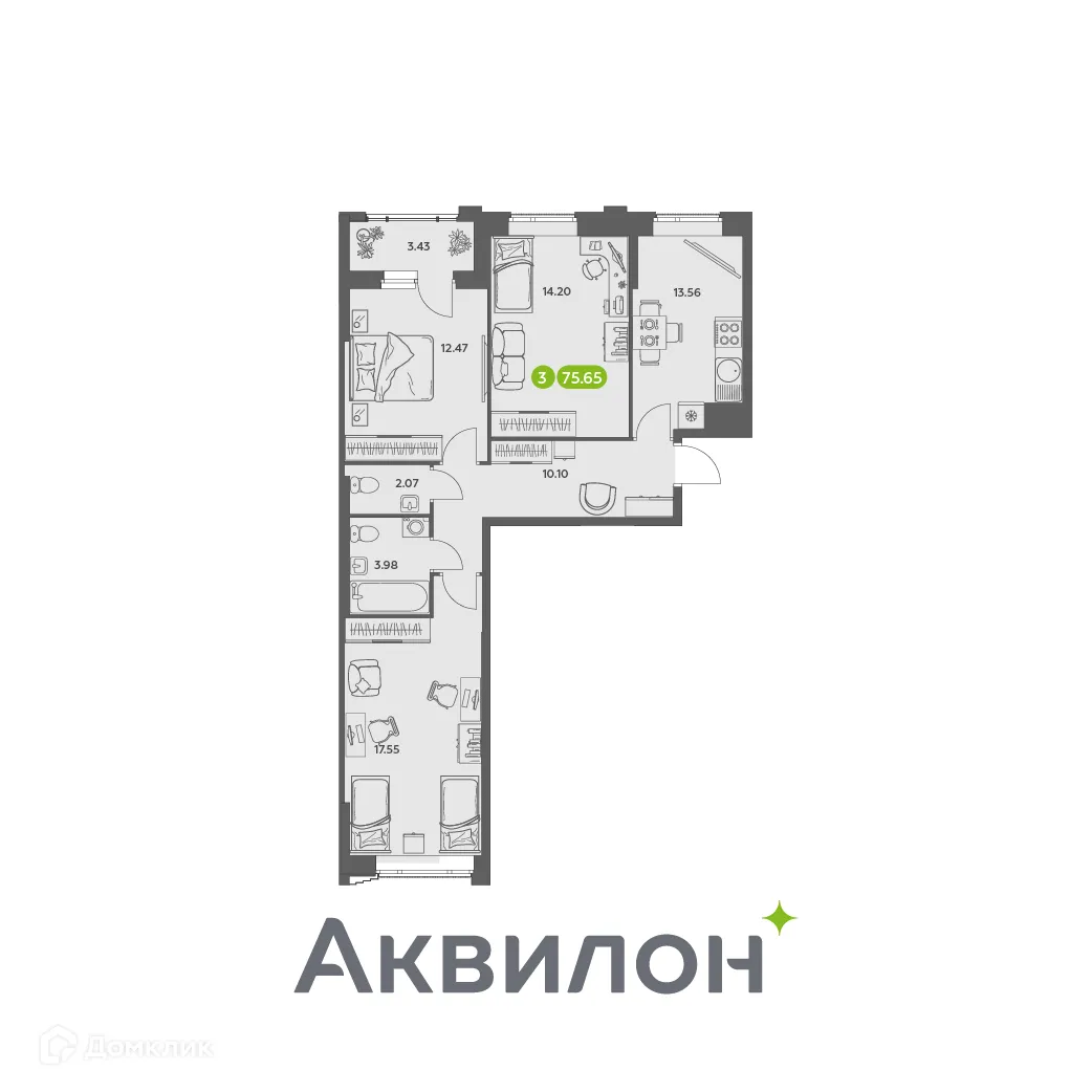 Фото квартиры в ЖК Аквилон АКВАРТАЛ