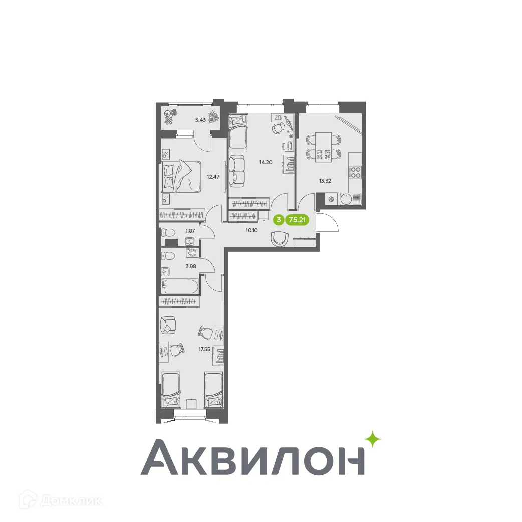 Фото квартиры в ЖК Аквилон АКВАРТАЛ