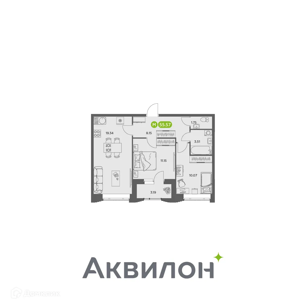 Фото квартиры в ЖК Аквилон АКВАРТАЛ