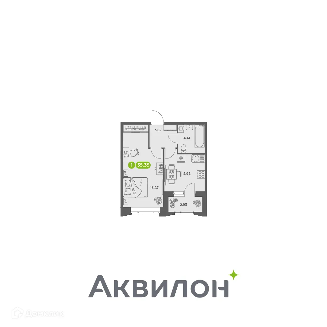 Фото квартиры в ЖК Аквилон АКВАРТАЛ