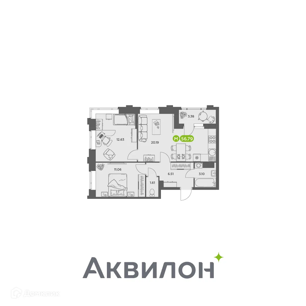 Фото квартиры в ЖК Аквилон АКВАРТАЛ