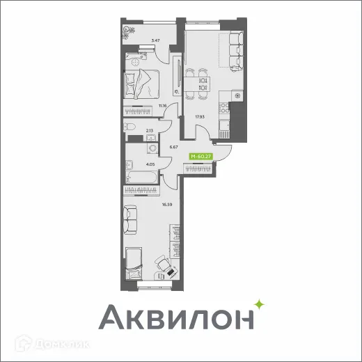 Фото квартиры в ЖК Аквилон АКВАРТАЛ