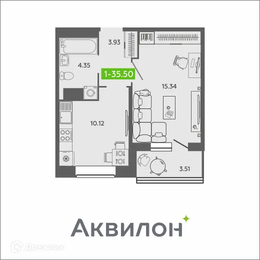 Фото квартиры в ЖК Аквилон SAGE