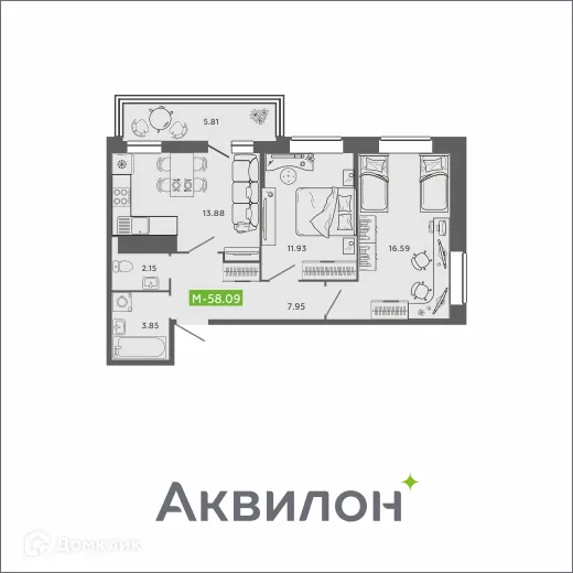 Фото квартиры в ЖК Аквилон SAGE
