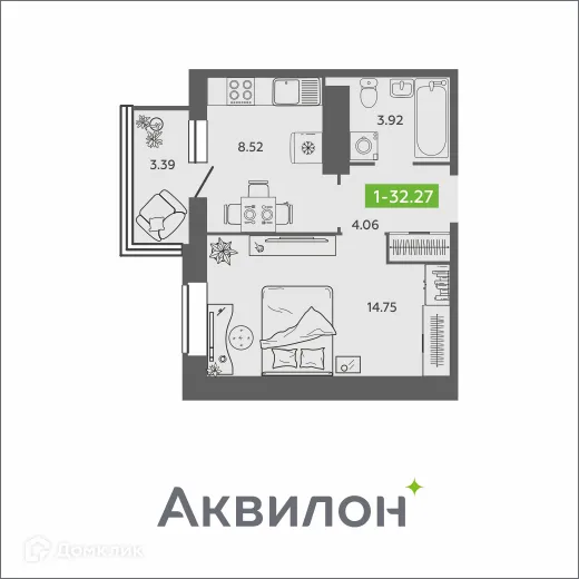 Фото квартиры в ЖК Аквилон SAGE