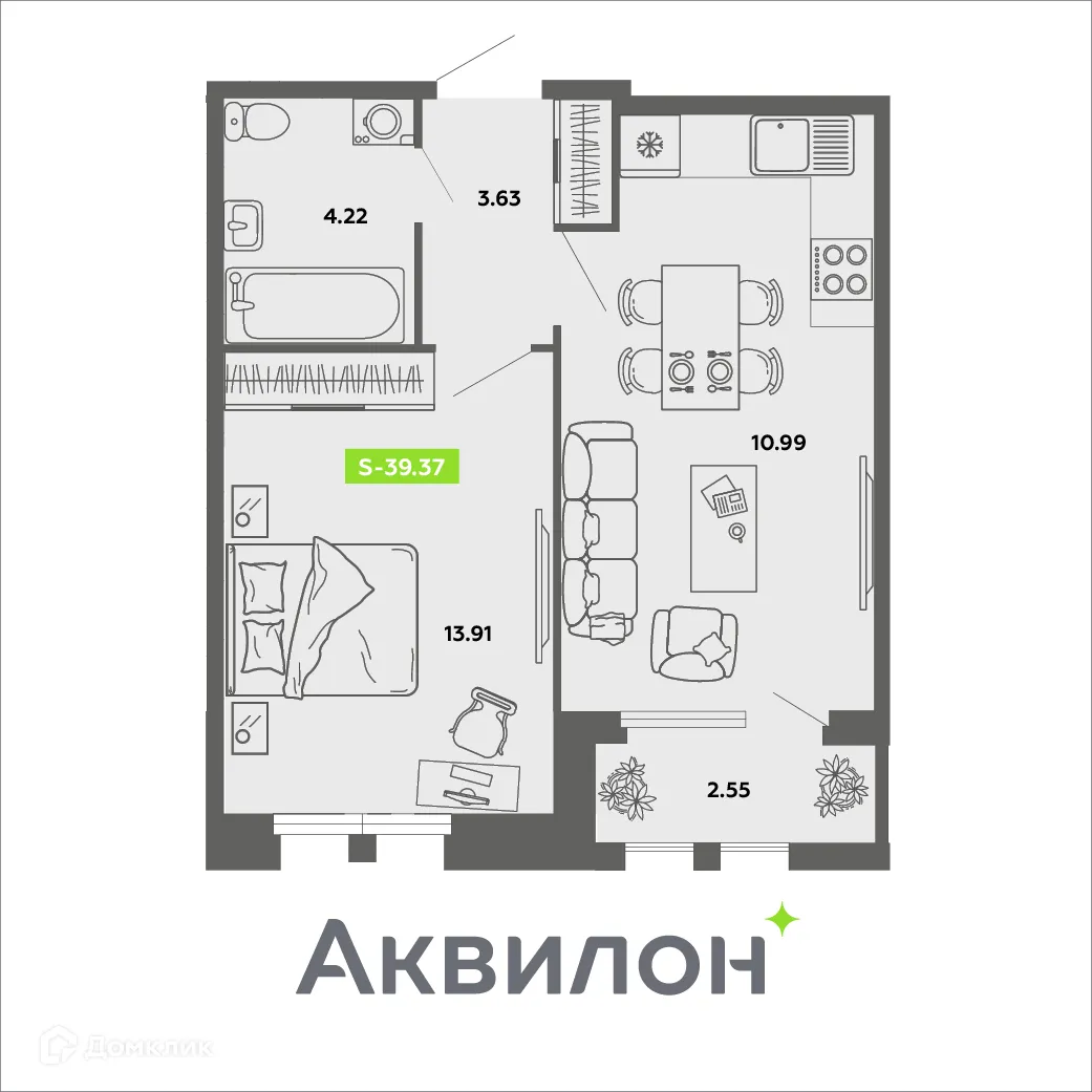 Фото квартиры в ЖК CITY RESIDENCE by AKVILON (СИТИ РЕЗИДЕНС бай АКВИЛОН)