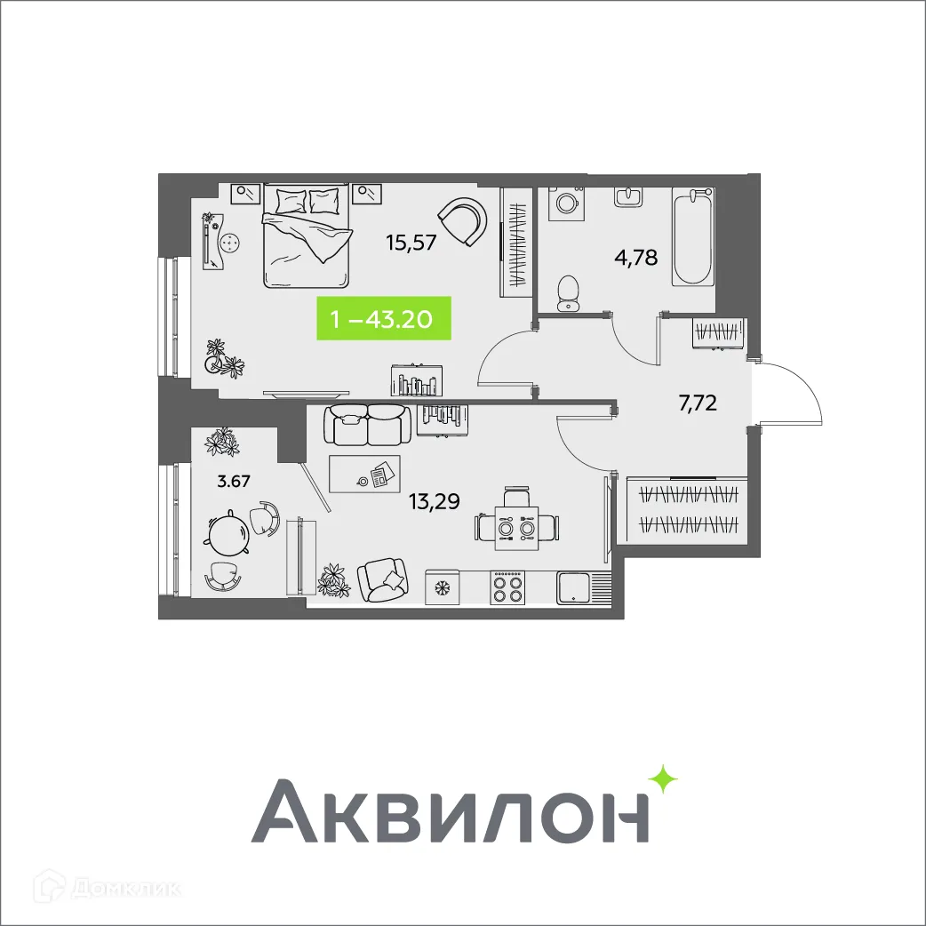 Фото квартиры в ЖК Аквилон Shine (Шайн)