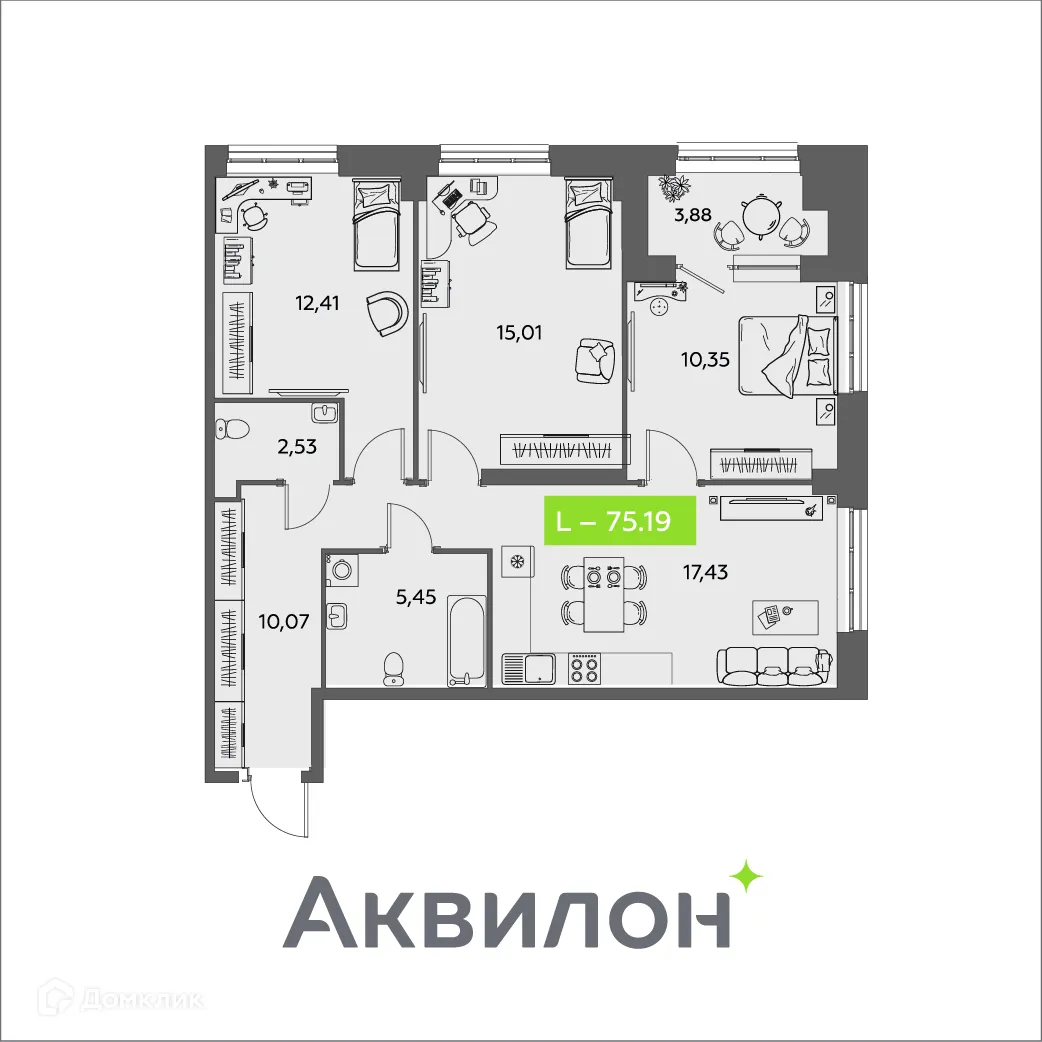 Фото квартиры в ЖК Аквилон Shine (Шайн)