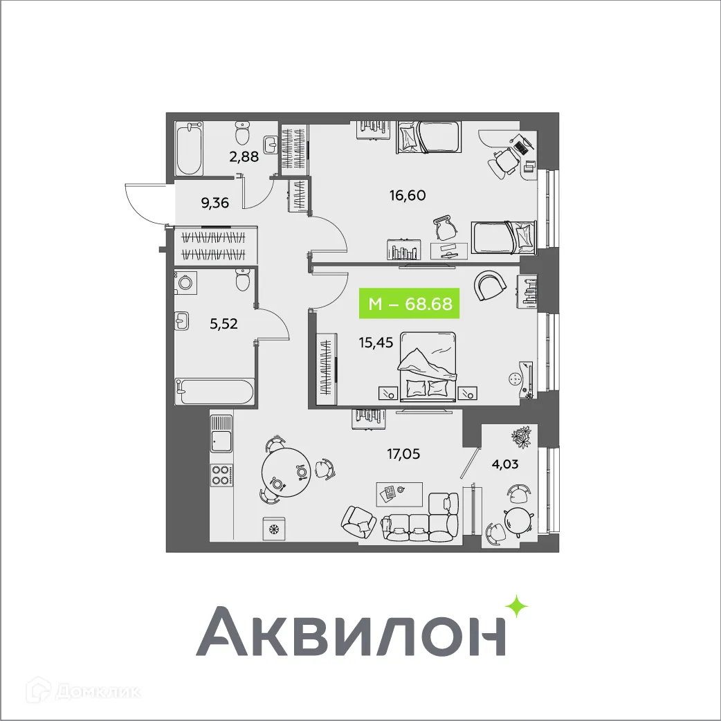 Фото квартиры в ЖК Аквилон Shine (Шайн)
