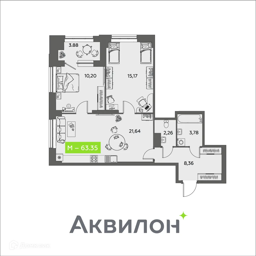 Фото квартиры в ЖК Аквилон Shine (Шайн)