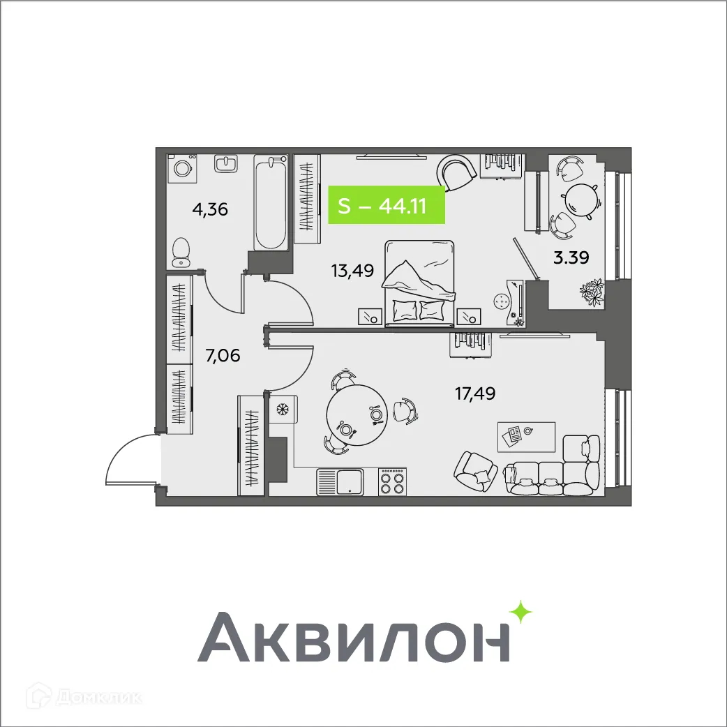 Фото квартиры в ЖК Аквилон Shine (Шайн)