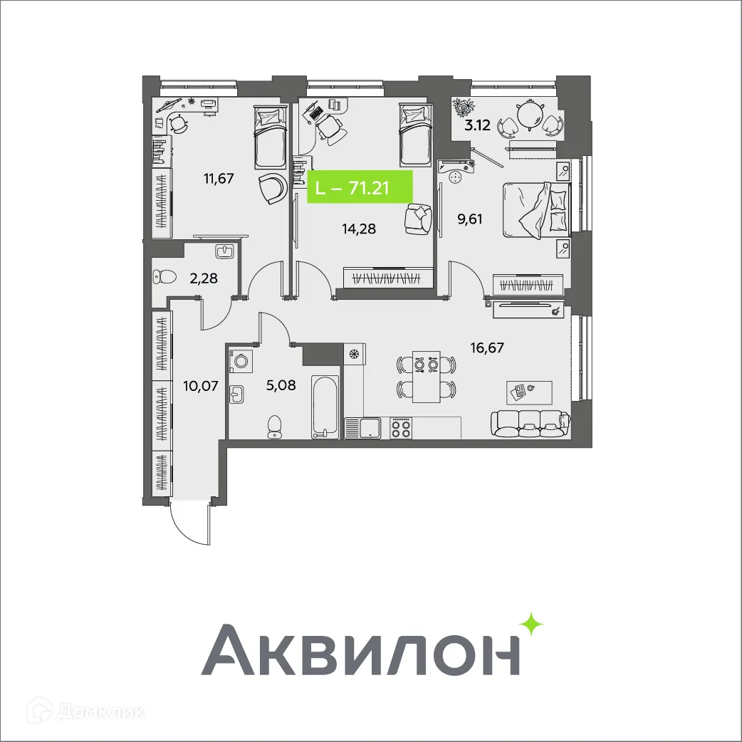 Фото квартиры в ЖК Аквилон Shine (Шайн)