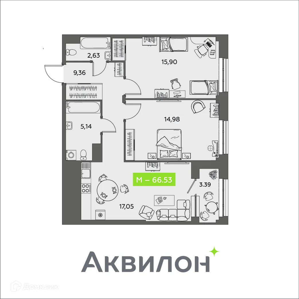 Фото квартиры в ЖК Аквилон Shine (Шайн)