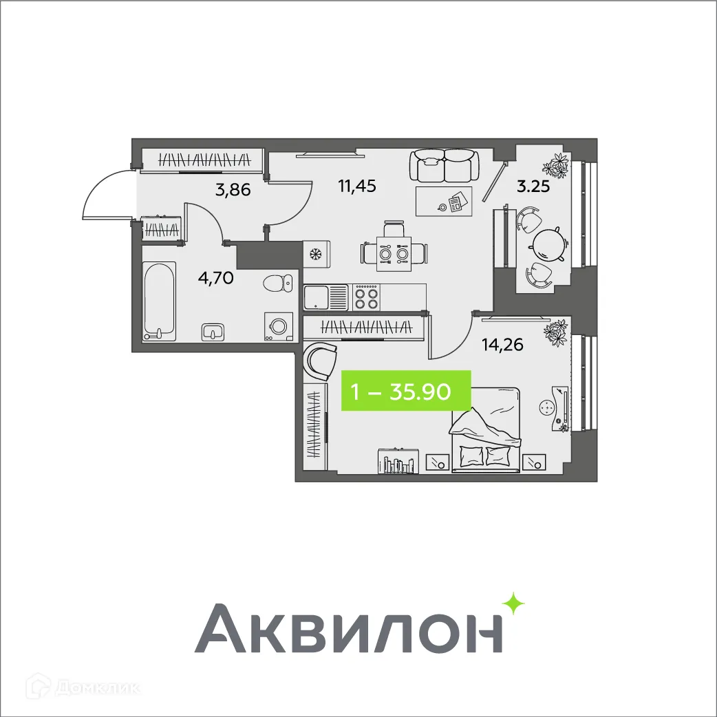 Фото квартиры в ЖК Аквилон Shine (Шайн)
