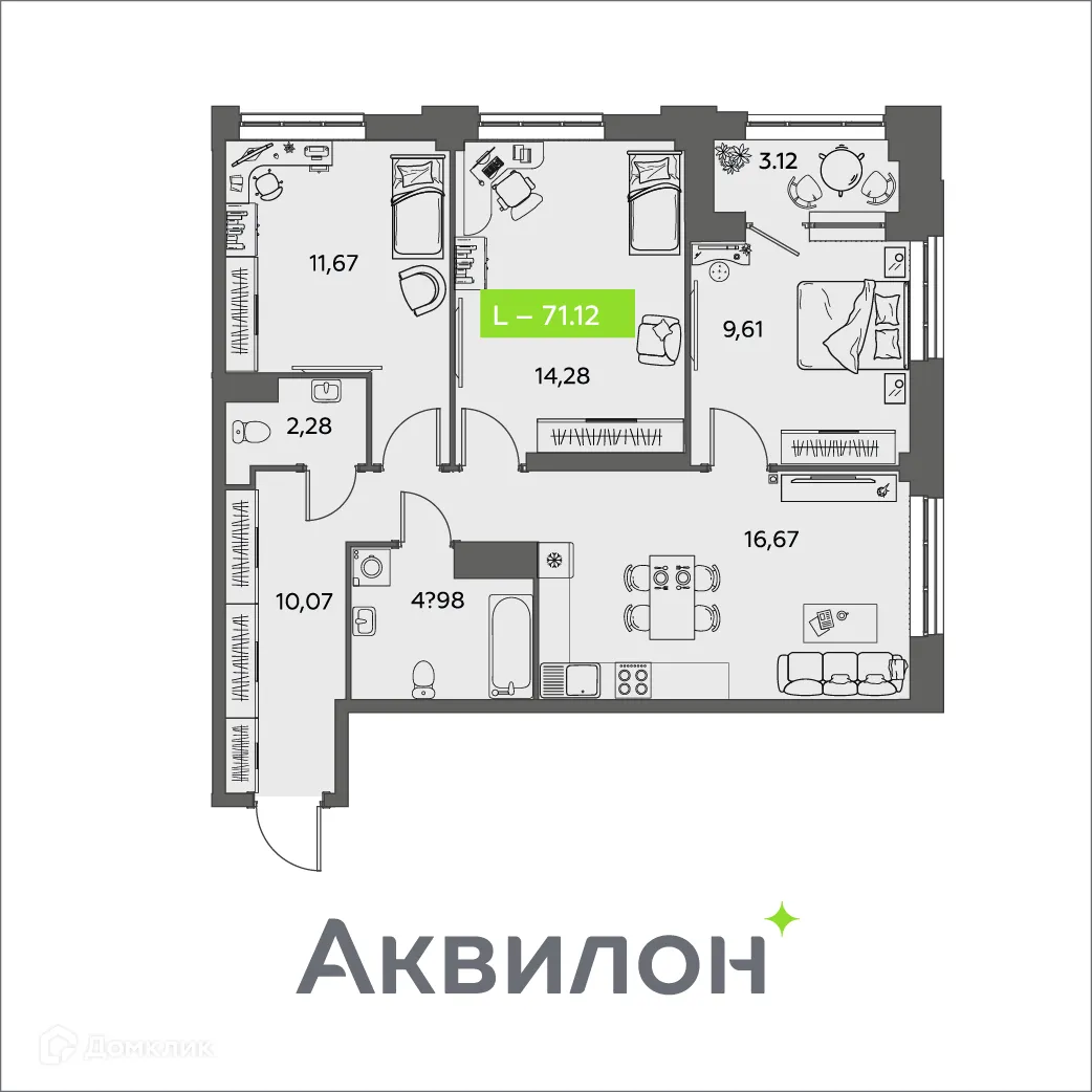 Фото квартиры в ЖК Аквилон Shine (Шайн)