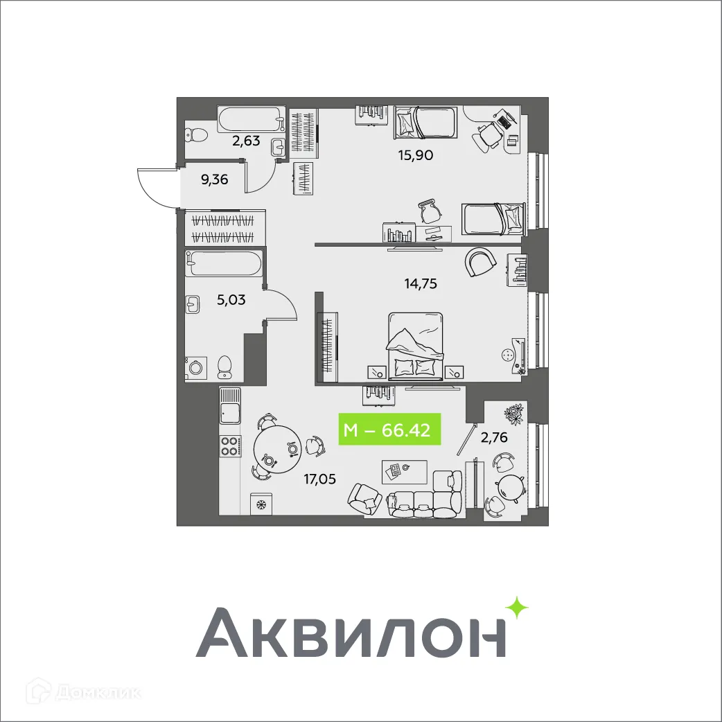 Фото квартиры в ЖК Аквилон Shine (Шайн)