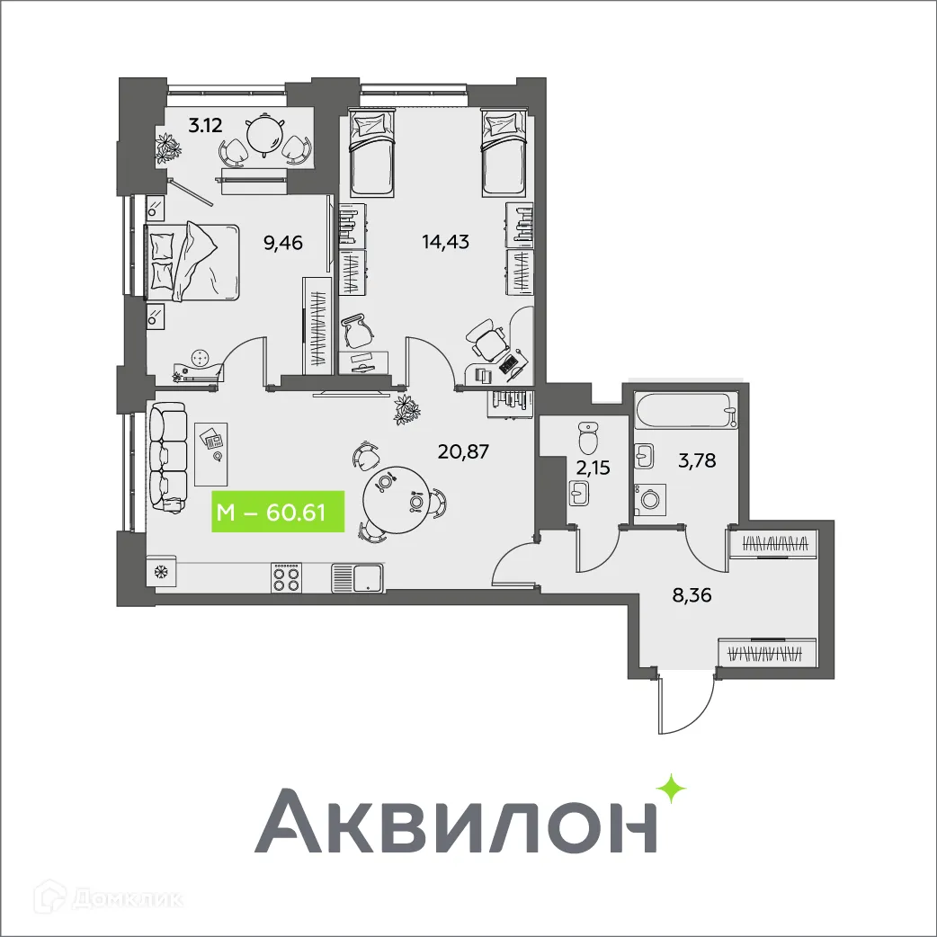 Фото квартиры в ЖК Аквилон Shine (Шайн)