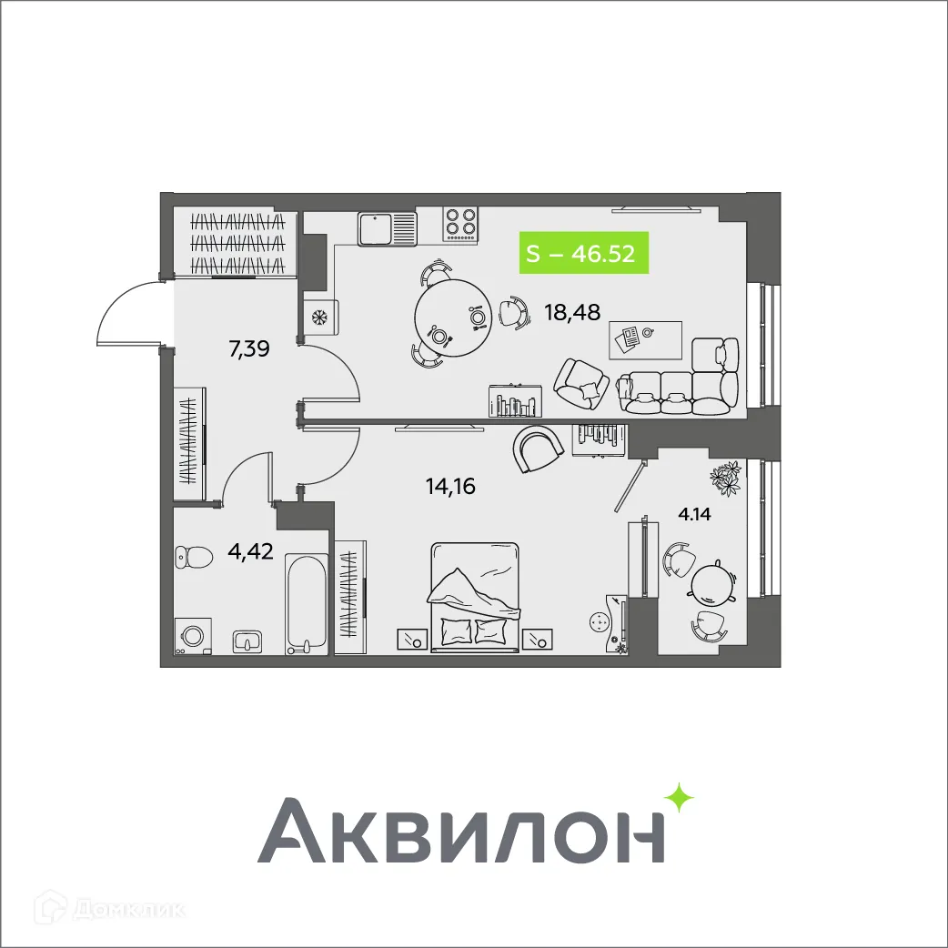 Фото квартиры в ЖК Аквилон Shine (Шайн)