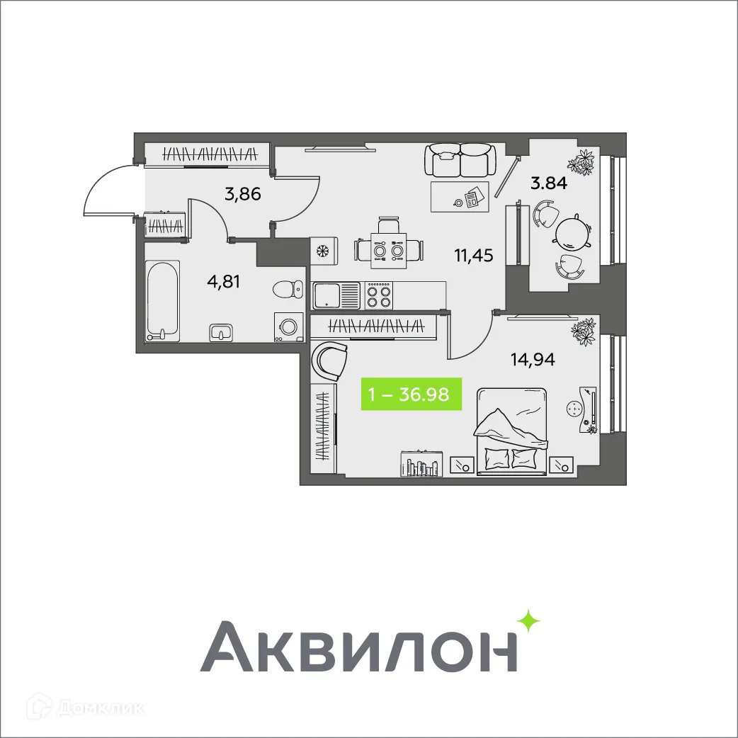 Фото квартиры в ЖК Аквилон Shine (Шайн)