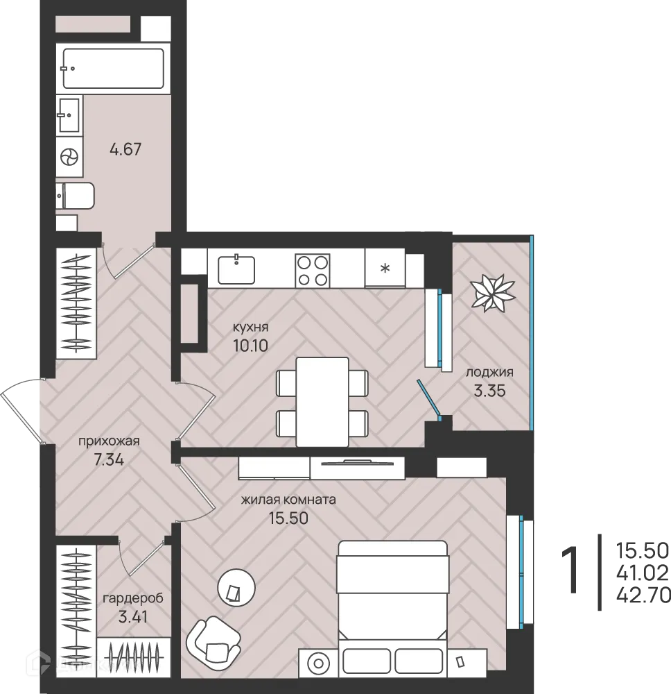 Фото квартиры в ЖК Сосновка-2