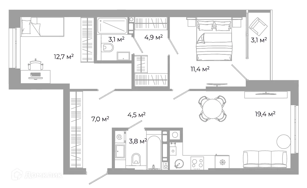 Фото квартиры в ЖК Жилой район Зеленые кварталы