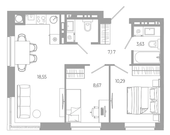 Фото квартиры в ЖК РАЗУМ на Боевой