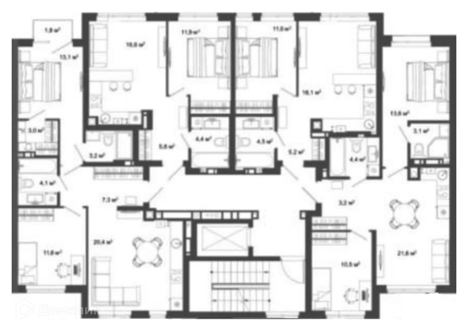 Планировка 2-комнатной квартиры 56.4 м² в ЖК Жилой район Зеленые кварталы, г. Астрахань — фото 3